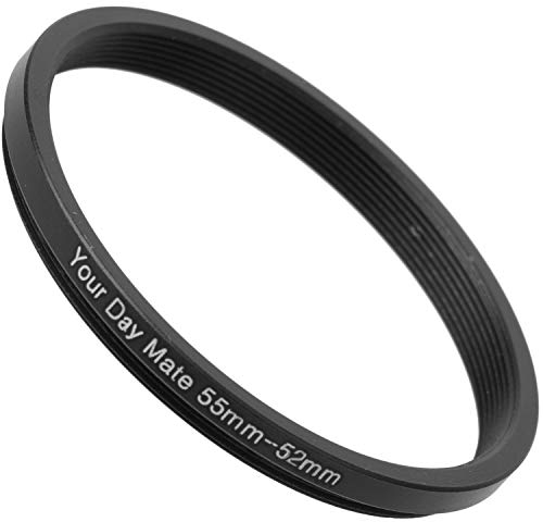 Step Down Ring, Ø 55 à 52 mm de diamètre, Compatible avec Les objectifs de Fabricants tels Que Canon, Sony, Nikon, Fujifilm, Adaptateur de Filtre pour Objectif d'appareil Photo, Step-Down Ring alu