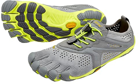 Vibram Men's V-Run Running Shoe (Grey/Yellow, 8)