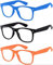 3 Pairs Kids Clear Lens Glasses Protect Child's Eyes from UVB UVA Blocking (Blue, Black, Orange)