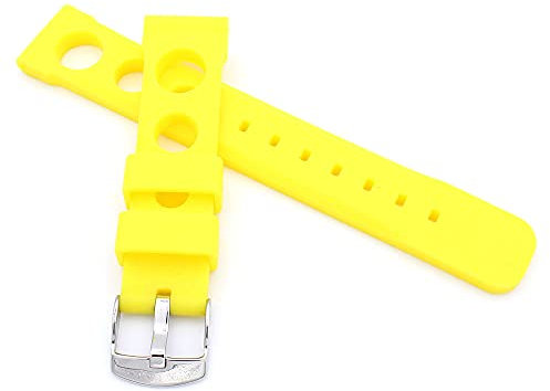 Sulla Bracelet de montre en silicone style rallye pour le sport et les loisirs, jaune, 20mm, Sangles