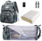 SNDMOR Wickeltasche Rucksack, wickelrucksack mit bettfunktion Großer, Multifunktionale Diaper Bag Mit Wickelunterlage, Kinderwagen-Haken, Geeignet für Mama und Papa (Grünes Tarnmuster)