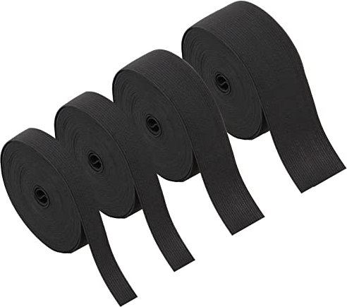 VEGCOO 4 Stück Gummiband Schwarze Gummiband Breite 15mm 20mm 30mm 40mm, Gummibänder für Haushalt Hosengummi Schwarzer Stoffe zum Nähen, Gummilitze Elastisches Gummiband Nähen Gummistreifen
