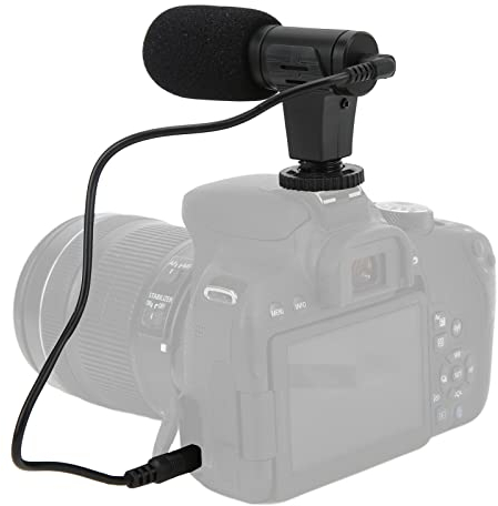Microfono Video Universale per Smartphone, Fotocamere DSLR e Videocamere Microfono: Microfono per Fotocamera, Scarpa Fredda a Vite da 1/4 di Pollice, Spugna Antivento
