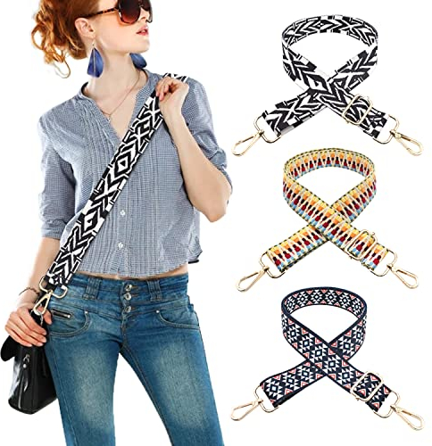 LURICO Taschengurt, 3 Stück Taschengurte zum Wechseln, Taschengurt Breit 3.8cm, 70-130cm Verstellbarer Schultergurt für Taschen, Tragegurt Tasche, für Schultertaschen Taschen Handtaschen(gold button)