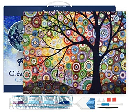 Figured'Art Diamond Painting Erwachsene 40x50cm Mit Rahmen Ganze Leinwand gespannt Baum des Lebens 2 5D Bilder Eckige Steine - DIY Set Basteln
