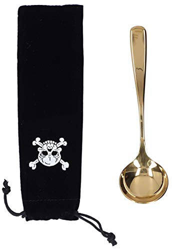 Cuchara para cata de café Taza de acero inoxidable Medición de espuma de leche Postre Pastel Helado Sopa Caldo Cucharas de té helado Gadgets Vajilla Herramienta de cocina Cubiertos con bolsa(Oro)