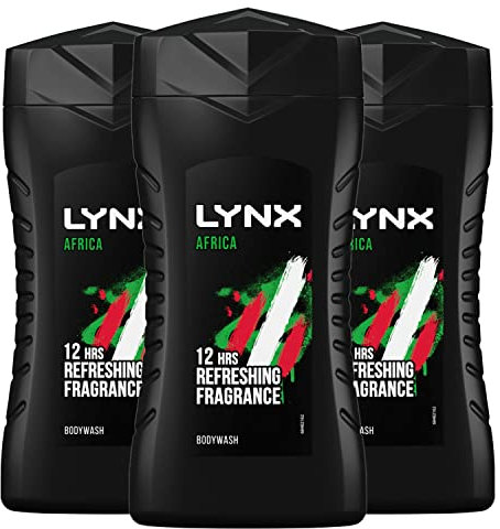 Lynx Africa Men's Energy Boost Travel Size Shower Gel Body Wash With Squeezed Mandarin and Sandalwood Scent 50ml, 3 Pack