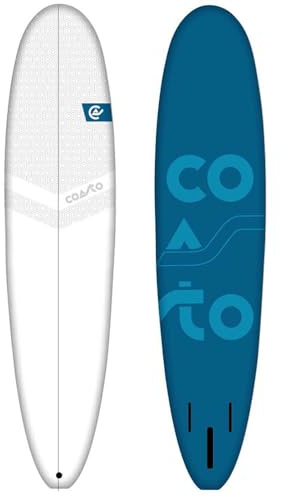Coasto - Surf Mousse 8', PB-CSOFT800 - Planche Compacte, Légère, Sécurisée et Robuste - Type Malibu - Noyau EPS - Latte 2X Bois - Matériau Extérieur Souple - Dérives Comprises - Idéal Débutant
