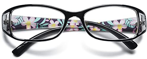 VEVESMUNDO Damen Lesebrille Blumen Katzenaugen Vintage Groß Lesehilfe Sehhilfe Modern Brillen mit Dioptrien (schwarz, +3.75)