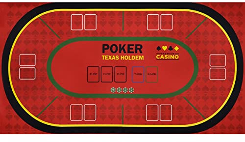 Mondo Tessuti - Poker Matte - Texas Hold'em Poker Black Jack Roulette - Hohe Qualität Made in Italy (Rot)
