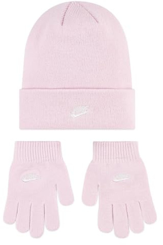 Nike Set da 2 pezzi con berretto e guanti per bambina, colore rosa, taglia unica (7-16), taglia unica (7-16)
