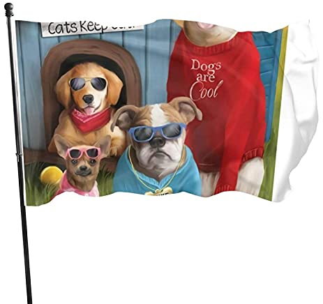 Garten Flagge Süßer Hund Dekorative Fahnen Lustige Außenbanner Durable Sommer Flaggen, Für Feiertage, Drinnen Und Draußen, 90x150cm