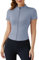LUYAA Women's Workout Jacket Lightweight Zip Up Yoga Jacket Cropped Athletic Slim Fit Tops, Blue-s, S