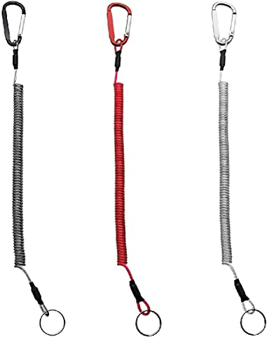 ZZHBOO 3 Stück Karabiner Angeln Lanyard Spiralkabel Angeln Lanyard, Anti-Lost Spiral Sicherheits Seil mit Karabiner Elastisch Spiral Schlüsselanhänger Stretchy Schlüsselkette