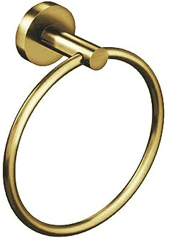 Aloni Handtuchring Ø 16 cm, Handtuchhalter rund, Gold Gebürstet | Metallhalter mit PVD-Beschichtung, 4 cm Tiefe, Bohrbefestigung und Schutz vor Korrosion, Rost und Flecken