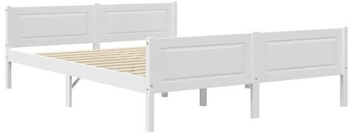 vidaXL Kiefernholz Massivholzbett Bettgestell Holzbett Futonbett Bett Doppelbett Bettrahmen mit Lattenrost Schlafzimmerbett Weiß 120x200cm