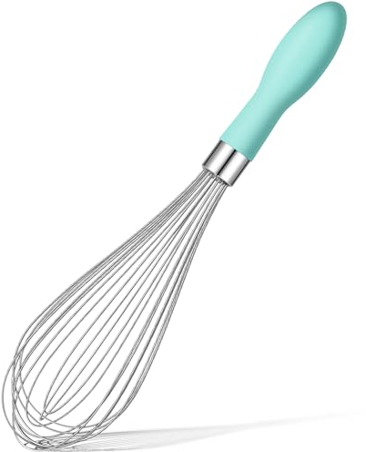 Rainspire Batidor de alambre de acero inoxidable de 12 pulgadas, batidores de globos para cocinar, herramienta de Wisk Wisking con mango de silicona suave, bigote grueso y duradero para mezclar,
