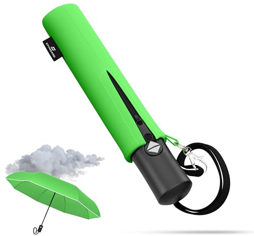 STYNGARD Regenschirm Kinder mit Sicherheitsreflektoren - Regenschirm Kinder Schulranzen Modell ROTTERDAM (grün)