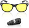 DAJOOEE Blendfreie Nachtfahrbrille für Männer und Frauen, Nachtsichtbrille mit Auto-Sonnenbrillenhalter zum Fahren bei Nacht, gelb