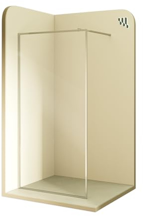 MOMENTS OF GLASS Duschabtrennung Walk In Gianna 130x200 cm Duschwand Dusche 8mm STARK aus DURCHSICHTIGEM NANO ESG Sicherheitsglas, Rahmen aus Aluminium und Stabilisationsstange aus Edelstahl