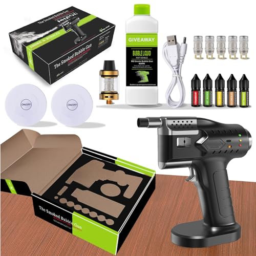 CSMDD Pistola infusora de Humo Alimentada por USB, Kit Para Ahumar Cócteles, Generador de Humo frío, Pistola de Burbujas Ahumada Para Alimentos de Cocina, Regalo de Accesorios Gastronómicos