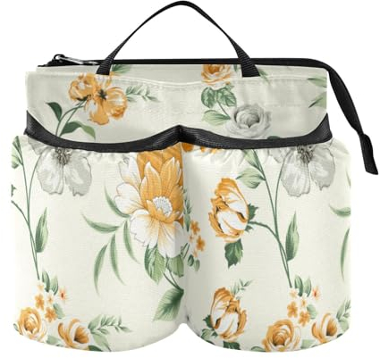 Vintage Flower Briefcase Cup Holder Convenient Water Bottle Carrier Travel Gifts for Flight Attendants Businessmen Travelers