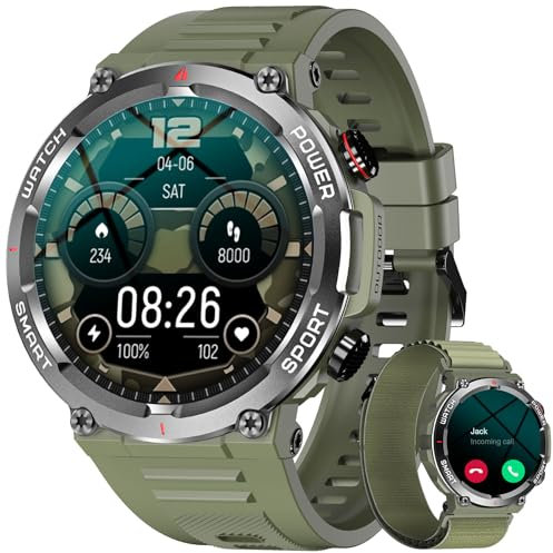 Blackview Military Smart Watch for Men (Answer/Make Calls), 1.39 HD Fitness Watch with Heart Rate SpO2 Sleep Monitor Stress Test, 100+ Sports Modes Waterproof Outdoor Smartwatch for iOS Android