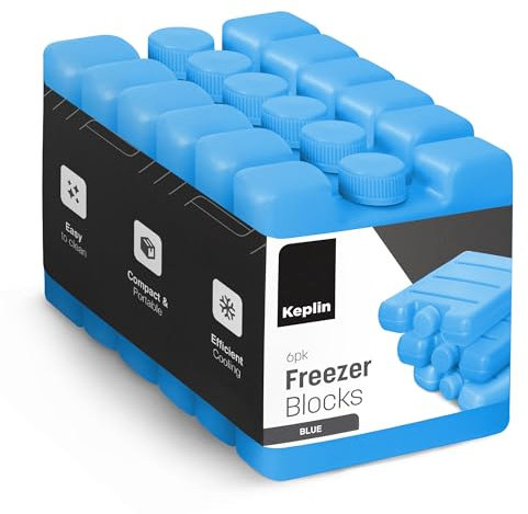 KEPLIN 6 Pack Home Freezer Blocks for Family - Long Lasting Reusable Ice Boards - Portable Cool Box Keeps Food, Drink, Lunchboxes Cooler for Hours - Suitable for Camping, Picnic, Fishing