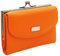 Charmoni - Portefeuille Femme - Porte Monnaie Fermoir clic clac - Porte Carte Crédit - en Cuir De Vachette Véritable (Cuir, Orange)