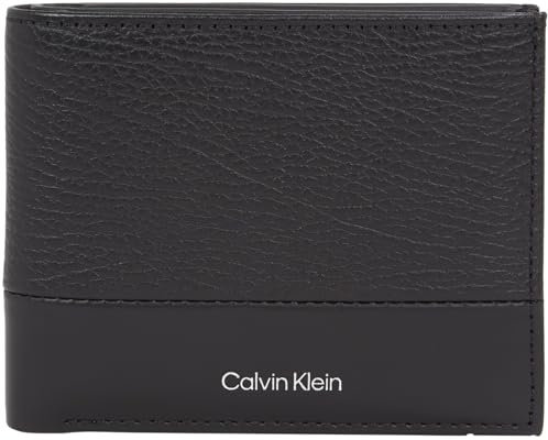 Calvin Klein Portefeuille Homme Subtle Mix Bifold en Cuir, Noir (Black Grain/Smooth), Taille Unique