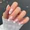 24PCS Natural False Nails - Almond French Tip False Nails - Nude French Style Pearl Glossy Press on Nails - Medium Length False Nails with Glue Removable Nails DIY Nail Art
