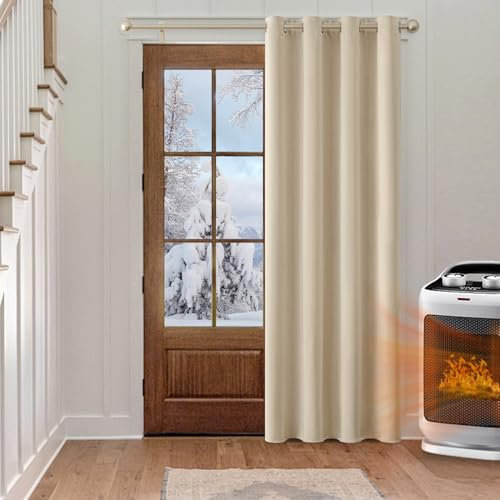 MIULEE Verdunklungsvorhang Hellbeige Blickdichte Vorhänge mit Ösen 1 Stück H 300 x B 140 cm Tür Gardinen Abdunkelnde Wohnzimmer Schlafzimmer Blackout Curtain