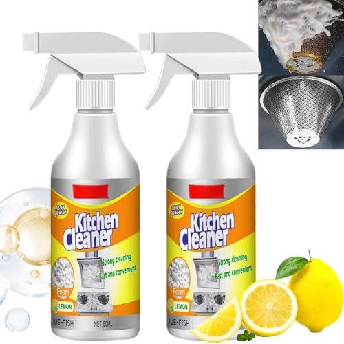 2Pcs Kitchen Foam Cleaner,Kitchen Cleaner Spray,Kitchen Bubble Cleaner Spray,Heavy-Duty Kitchen Foaming Degreaser,Kitchen Grease Cleaner Spray,Powerful Clean Kitchen Oil Stains,Foaming Stain Remover