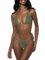 LUNNTE Damen Bikini Set Sexy Tanga String Bikini Badeanzüg Zweiteiliger Triangel mit Ring Badebekleidun Verstellbare Bademode Unterteil Seitlicher Schnürung (Feldgrau, M)