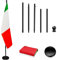 Asta per bandiera da interni con base, 200 cm-252 cm sollevata e abbassata per regolare l'altezza, la base aggiunge peso, pennoni ruotano di 360 gradi, bandiera dell'Italia 90 x 150 cm. Adatto per