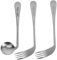 SECFOU Adaptive Eating Utensil Set for Elderly Left Handed Forks 2 & Spoon 1 Lightweight Ergonomic Design for Easy Use Practical Cutlery for Disabled or Bedridden