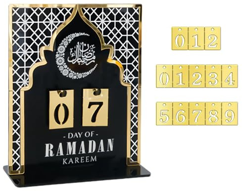 WeddHuis 2025 Ramadan Advent Calendar - Acrylic Eid Mubarak DIY Countdown Calendars for Decoration - Craft Ornament Ramadan Gift (Black)