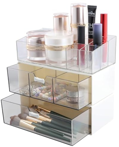 3 Stück Kosmetik Organizer Schubladen, Badezimmer Organizer, Schminktisch Organizer, Transparent Organizer Schublade, Make Up Organizer für Waschtisch, Badezimmer, Schlafzimmer, Schreibtisch