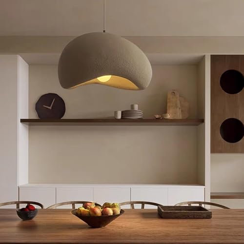 WOQuju Moderne Pendelleuchte im Wabi-Sabi-Stil - E27 Hängeleuchte, Weiß, Verstellbar - Kreativer Polyethylen-Kronleuchter für Esszimmer, Küche oder Insel(40cm)