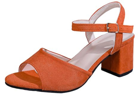 Allbestop Femmes Escarpins Confortable, Sandale Fisherman Femme Sandale Femme Talon Verre Escarpins Mariage Nu-Pieds Mode Chaussures d'Été Chaussures de Mariage à Talons Carrés pour(Orange,39)