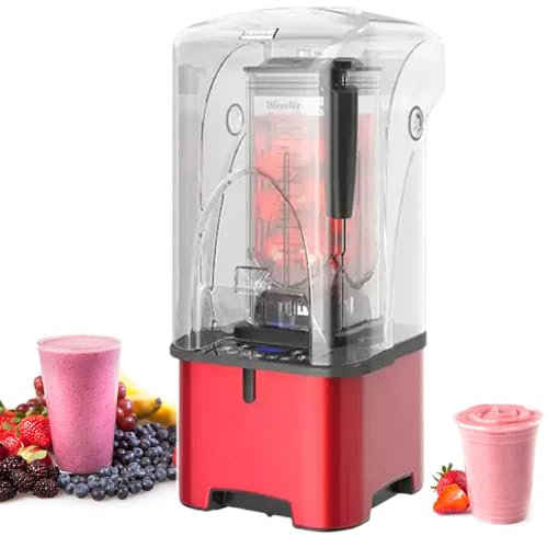Commercial Blender with Sound Enclosure, 2200W High Power, Preset 5 Timings, 4-Rib Vortex Technology for Smoothies, Ice Crushing, Nuts, and Juices