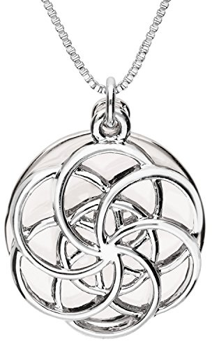 Löb 750er Weißgold vergoldet Kette Platte Blume des Lebens Anhänger Silber, Damen Lebensblume Mandala Halskette Vintage Boho Schütz Schützenkette