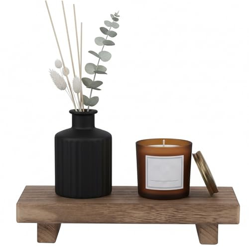 Small Wood Tray, Farmhouse Decor Wooden Stand, Wooden Plant Stand and Display Stand, Kitchen Decor Accessories, Small Wooden Tray and Wood Riser for Vanity, Counter, Sink