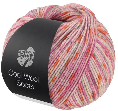 LANA GROSSA Cool Wool Spots | Extrafeine Merinowolle, waschmaschinenfest mit buntem Sprenkeldruck | Handstrickgarn aus 100% Schurwolle | 50g Wolle zum Stricken & Häkeln | 160m FB 5010
