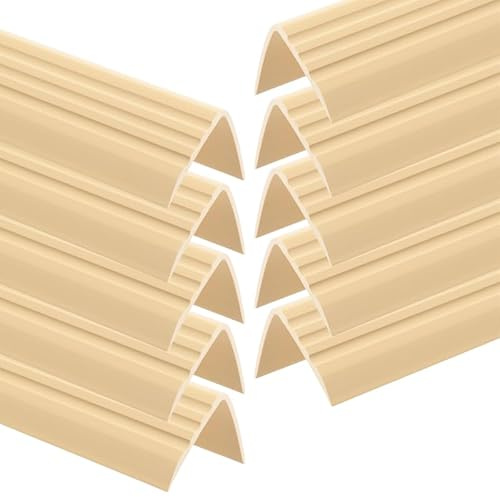 Lot de 10 Nez de marche en PVC autoadhésif antidérapant 50x40mm 90cm Crème | Protection de bord de marche autocollante, profilé d'angle antidérapant d'escalier, bande de bordure, pose sans perçage