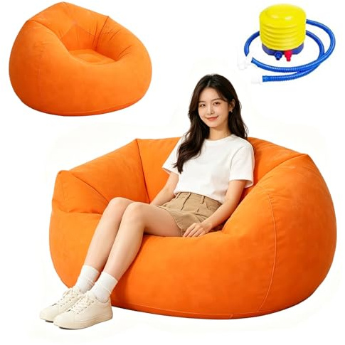 AXVRAV Aufblasbarer Sitzsack mit Luftpumpe, Tragbares Luftsofa Sessel Strandsofa, Bequem Wasserdichtes Schnell aufblasbares Sofa für Erwachsene & Kinder für Camping Strand Pool Garten Wohnzimmer