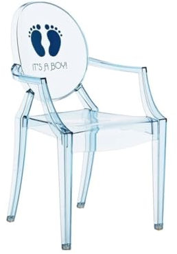 Kartell Lou Ghost Chaise, Plastique, Orme Bleue, 2,7 x 37 x 63 cm