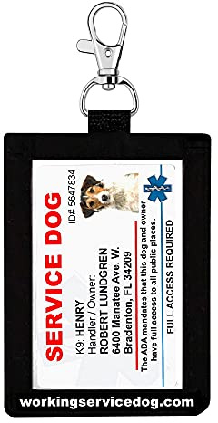 Nylon ID-bricka hållare | klar på båda sidor | Kläm fast på vad som helst | Perfekt för servicehund identifieringskort