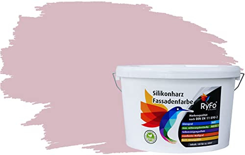 RyFo Colors Silikonharz Fassadenfarbe Lotuseffekt Trend Rose 10l - bunte Fassadenfarbe, weitere Rot Farbtöne und Größen erhältlich, Deckkraft Klasse 1