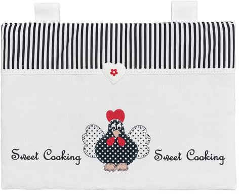 Copriforno Morbido Shabby Chic Cuori Passanti Tessuto Chiusura Copri Forno Cucina mod.COPRIFORNO SHABBY CHIC (C)
